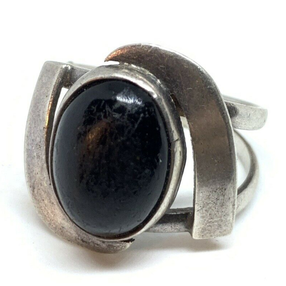 Black Onyx Taxco 925 Sterling Silver Ring size 5